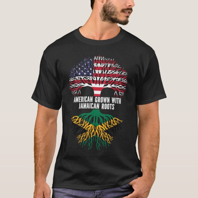 Camiseta Estados Unidos crece con raíces jamaiquinas bander (Anverso)
