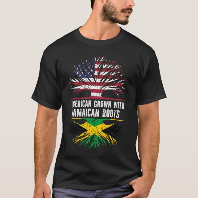 Camiseta Estados Unidos crece con raíces jamaiquinas bander (Anverso)