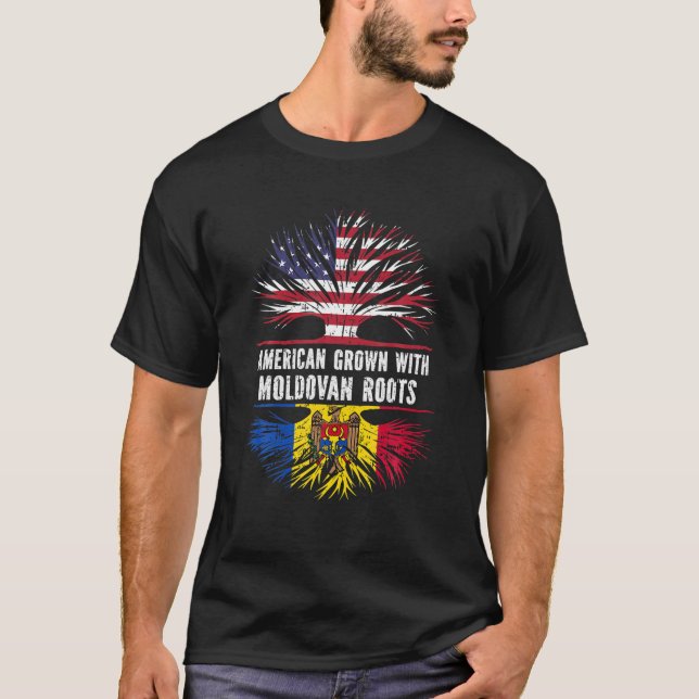 Camiseta Estados Unidos crece con raíces moldavas bandera d (Anverso)