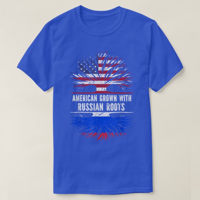 Camiseta Estados Unidos crece con raíces rusas Bandera de E (Diseño del anverso)