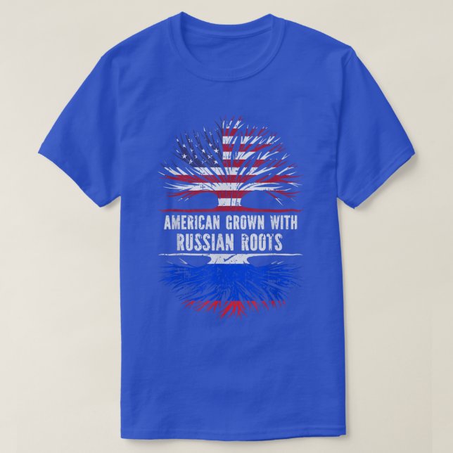 Camiseta Estados Unidos crece con raíces rusas Bandera de E (Diseño del anverso)