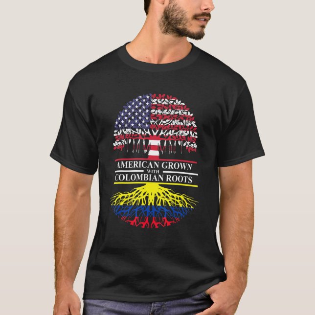 Camiseta Estados Unidos Crecen Con Raíces Colombianas Colom (Anverso)