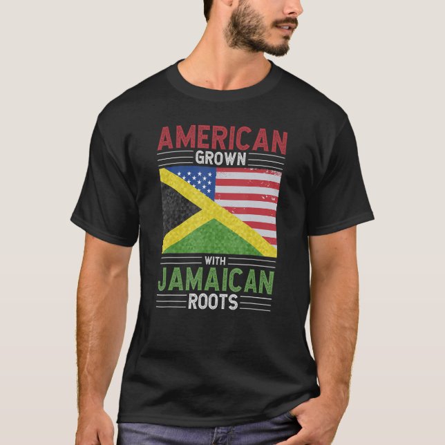 Camiseta Estados Unidos creció con raíces jamaiquinas en el (Anverso)