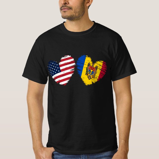 Camiseta Estados Unidos de América Bandera de Moldavia Cora (Anverso)