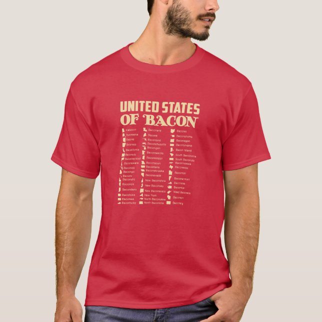 Camiseta Estados Unidos de Bacon - Tee gracioso (Anverso)
