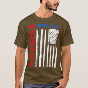 Camiseta Estados Unidos desde la bandera de 1776 Blanco Roj