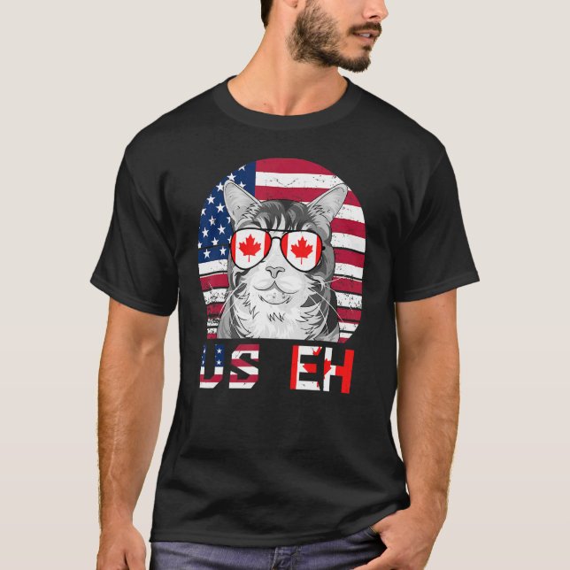 Camiseta Estados Unidos Eh Cat América Bandera Canadá Ameri (Anverso)