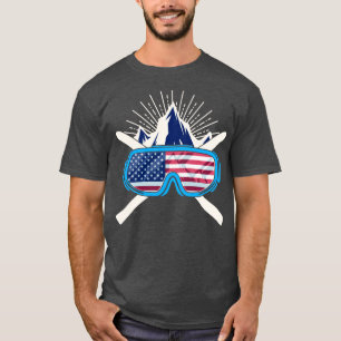 Camiseta Estados Unidos Esquí Esquí Norteamérica Bandera Pa
