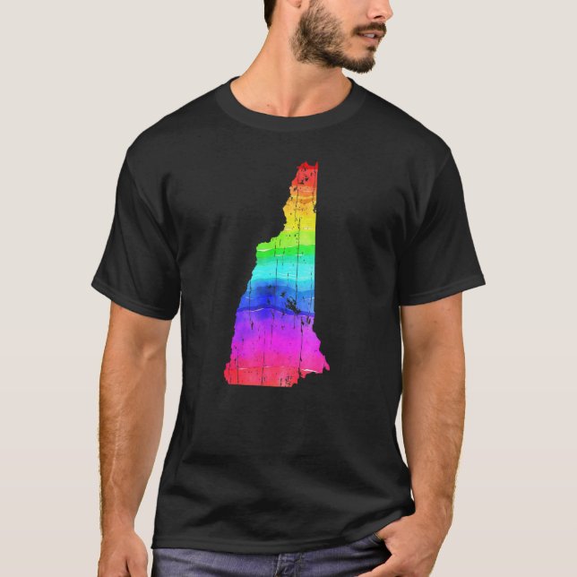 Camiseta Estados Unidos Estado De New Hampshire Rainbow Gay (Anverso)