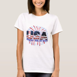Camiseta Estados Unidos: fuegos artificiales purpurinas de