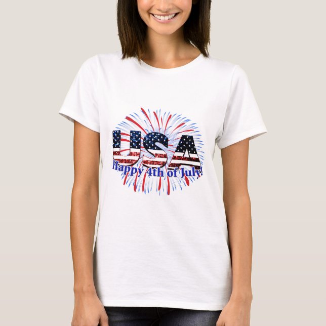 Camiseta Estados Unidos: fuegos artificiales purpurinas de  (Anverso)
