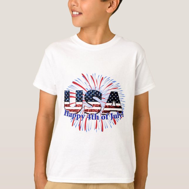 Camiseta Estados Unidos: fuegos artificiales purpurinas de  (Anverso)