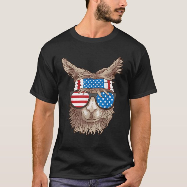 Camiseta Estados Unidos: Llama patriótica a un animal amant (Anverso)