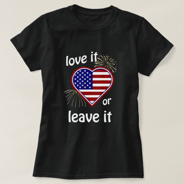 Camiseta Estados Unidos lo ama o deja su bandera cardíaca (Diseño del anverso)