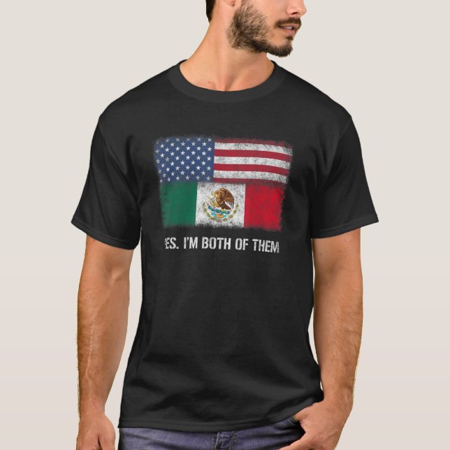 Camiseta Estados Unidos México Bandera Estadounidense Doble (Anverso)