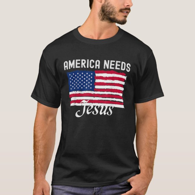 Camiseta Estados Unidos necesita a Jesús Amor Americano Dio (Anverso)
