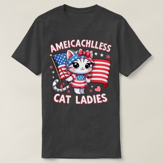 Camiseta Estados Unidos necesita damas de gato sin hijos (Diseño del anverso)