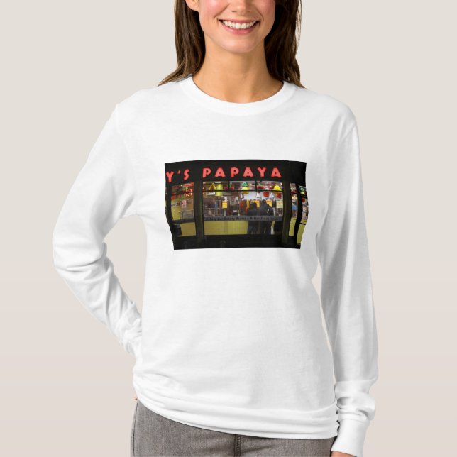 Camiseta Estados Unidos, Nueva York. Papaya de Grey: ventan (Anverso)