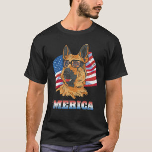 Camiseta Estados Unidos Pastor Alemán Bandera Norteamerican