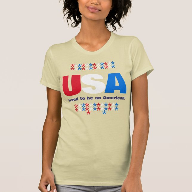 Camiseta Estados Unidos Patriótico 50 Estrellas Rojo Azul B (Anverso)