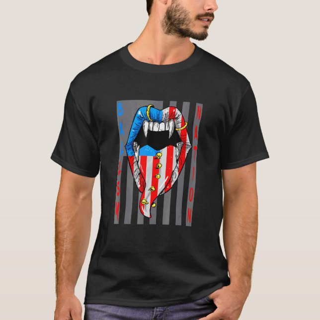 Camiseta Estados Unidos Patriótico Brave Ballsy Nation Mode (Anverso)