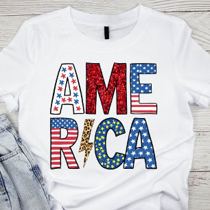 Camiseta Estados Unidos patriótico colorido, blanco y azul