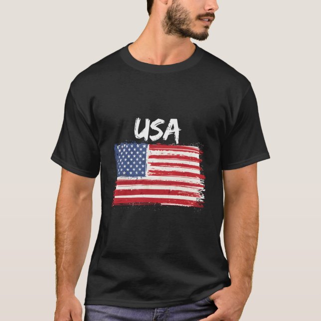 Camiseta Estados Unidos Patriótico Con Bandera Estadouniden (Anverso)