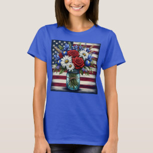 Camiseta Estados Unidos patriótico, florido y afligido