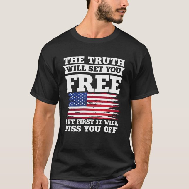 Camiseta Estados Unidos Patriótico La Verdad Te Pondrá En L (Anverso)