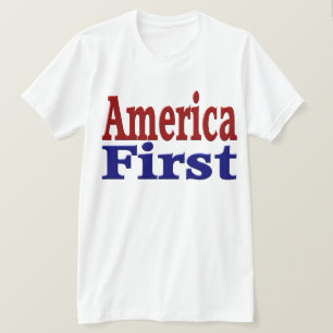 Camiseta Estados Unidos primero con texto rojo y azul