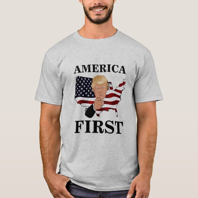 Camiseta Estados Unidos primero: Donald Trump (Anverso)