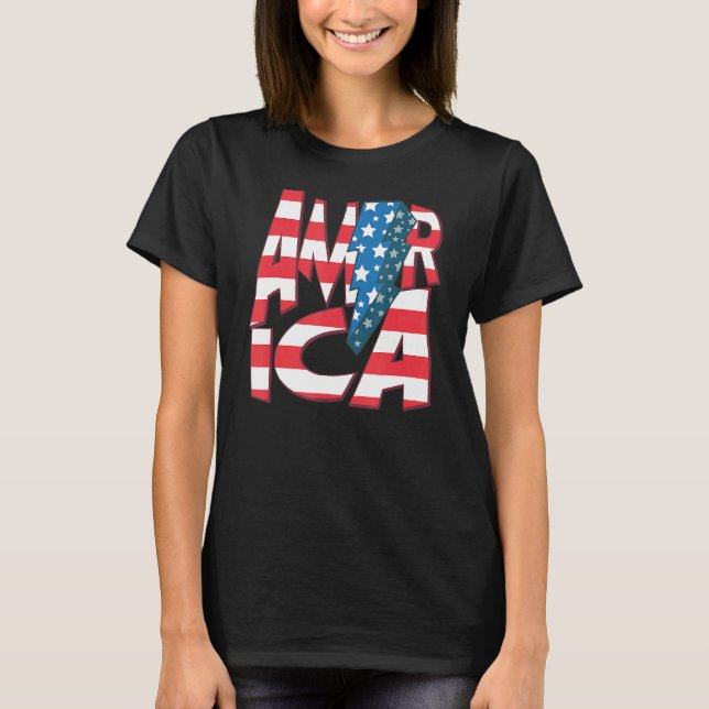 Camiseta Estados Unidos Rojo Azul Blanco Ee.Uu. Poder Patri (Anverso)