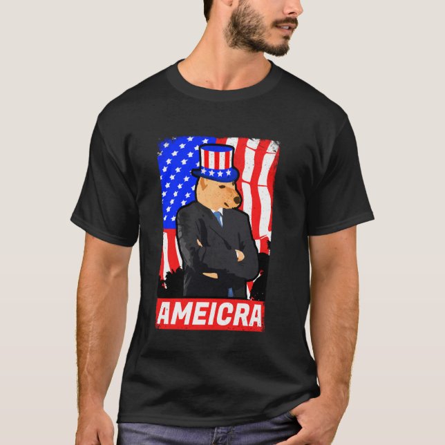 Camiseta Estados Unidos saluda a Shiba Dog Dank Meme Gracio (Anverso)