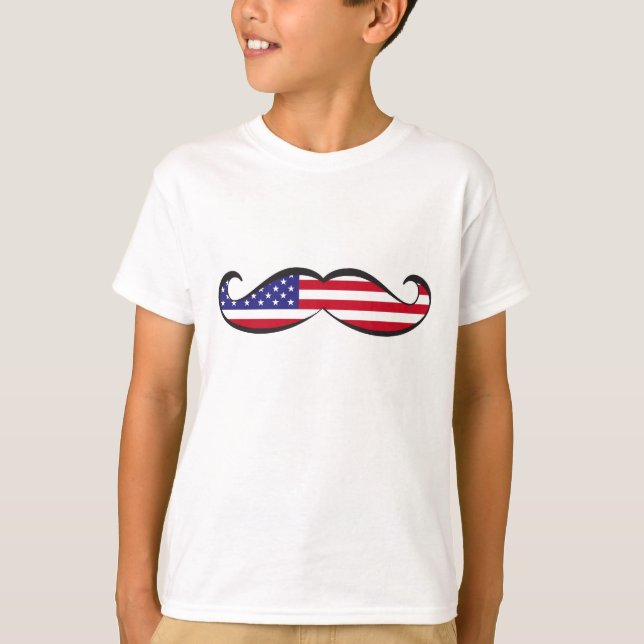 Camiseta Estados Unidos señalan el bigote por medio de una (Anverso)
