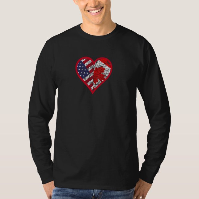 Camiseta Estados Unidos y Canadá - Dos países, un corazón (Anverso)