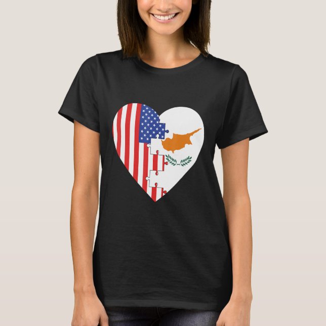 Camiseta Estados Unidos y Chipre flanquean el corazón (Anverso)