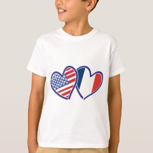 Camiseta Estados Unidos y Francia aman los corazones