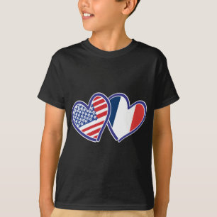 Camiseta Estados Unidos y Francia aman los corazones