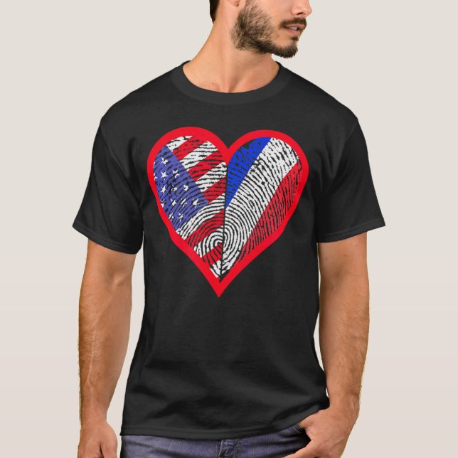 Camiseta Estados Unidos Y Francia Países del TC Un Corazón (Anverso)