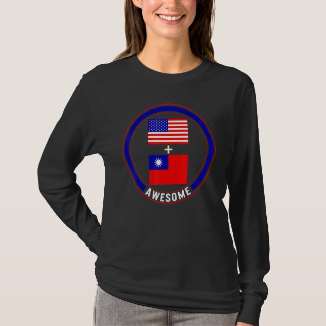 Camiseta Estados Unidos Y Taiwán Impresionante Bandera Esta (Anverso)