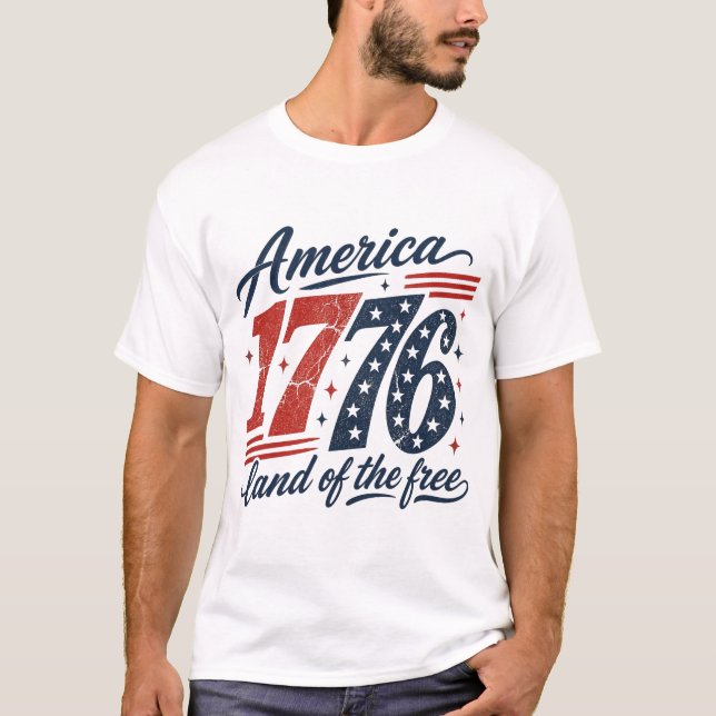 Camiseta Estadounidense 1976 Tierra De Los Libres (Anverso)