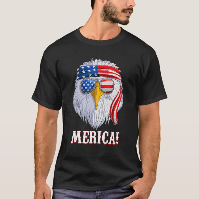 Camiseta Estadounidense Águila Merica Hombres Mujeres Bande (Anverso)