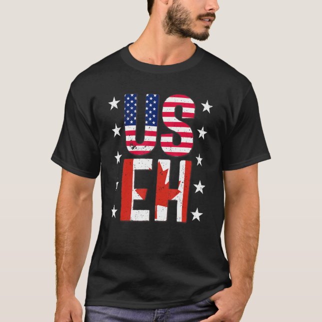 Camiseta Estadounidense Canadiense Tee Humor de doble ciuda (Anverso)