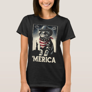 Camiseta Estadounidense Cat 4 De Julio Hombres Mujeres Niño