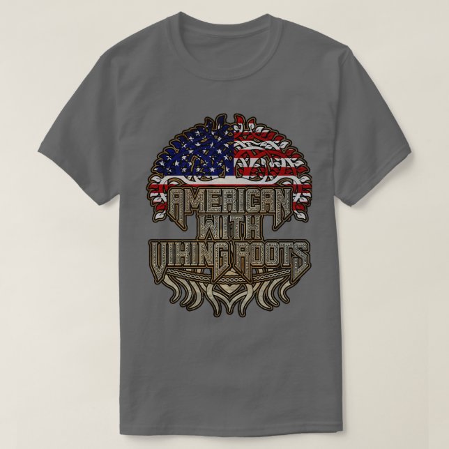 Camiseta Estadounidense con raíces vikingüísticas (Diseño del anverso)