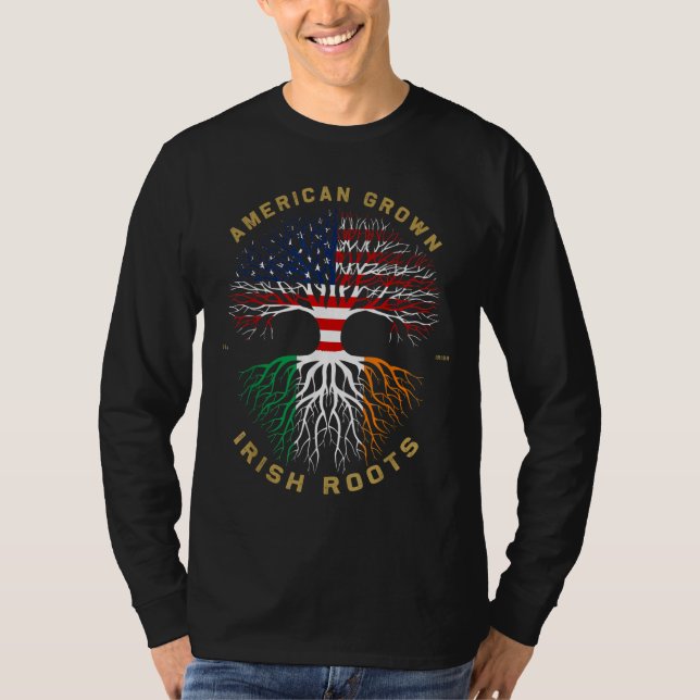 Camiseta Estadounidense crece con raíces irlandesas árbol b (Anverso)