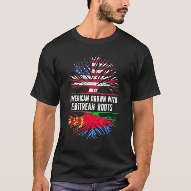 Camiseta Estadounidense Crecía Con Raíces Eritrea Bandera E (Anverso)