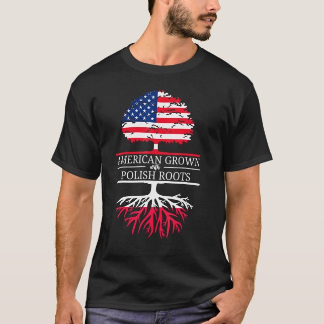 Camiseta Estadounidense Crecía Con Raíces Polacas Pol Árbol (Anverso)