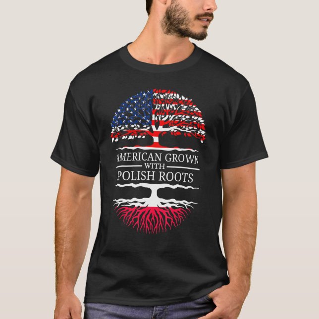 Camiseta Estadounidense Crecía Con Raíces Polacas Pol Árbol (Anverso)
