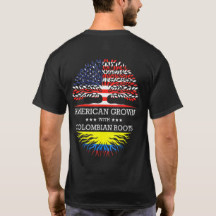 Camiseta Estadounidense Crecido Con Raíces Colombianas Band